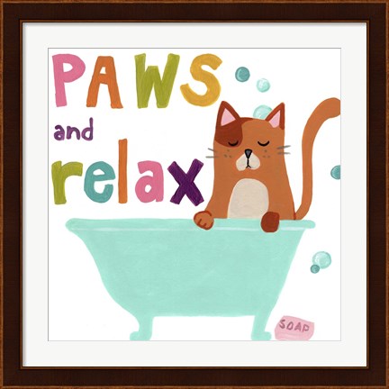 Framed Cute Cat Bath II Print