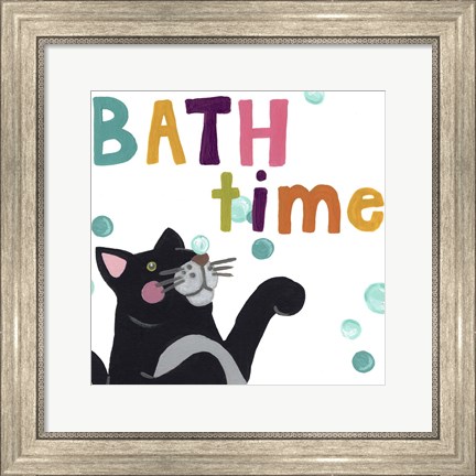 Framed Cute Cat Bath IV Print