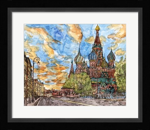 Framed Russia Temple I Print