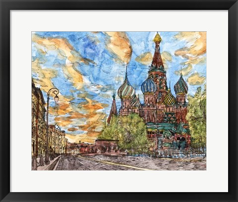 Framed Russia Temple I Print