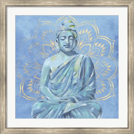 Framed Buddha on Blue II Print