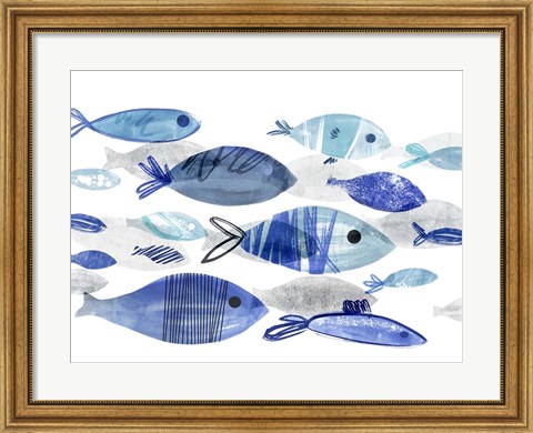 Framed Fish Parade I Print