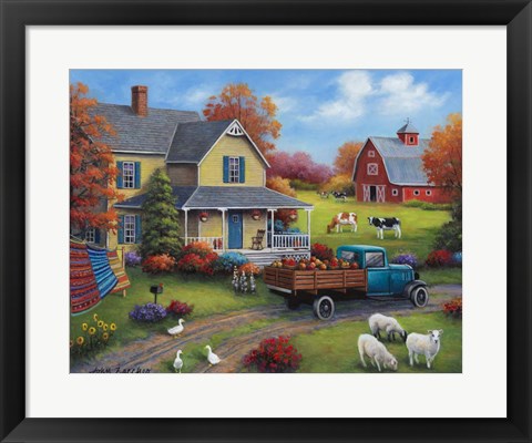 Framed Harvest Time on the Farm Print