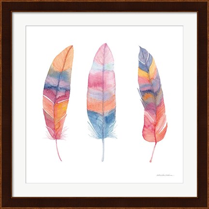 Framed Boho Feathers I Print