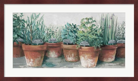 Framed Pots of Herbs II Cottage Print
