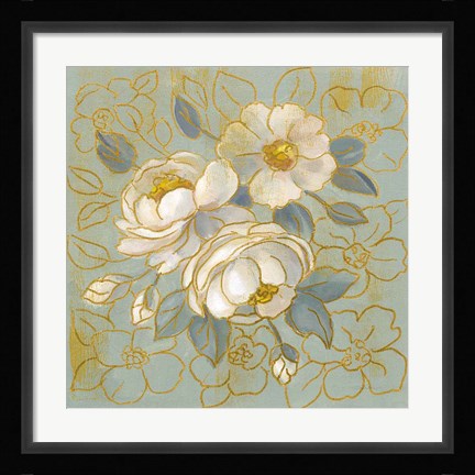 Framed Sage Floral I Print
