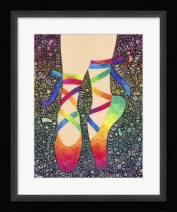 Framed Rainbow Ballet Slippers Print
