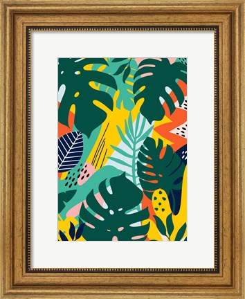 Framed Tropical Leaves One Print