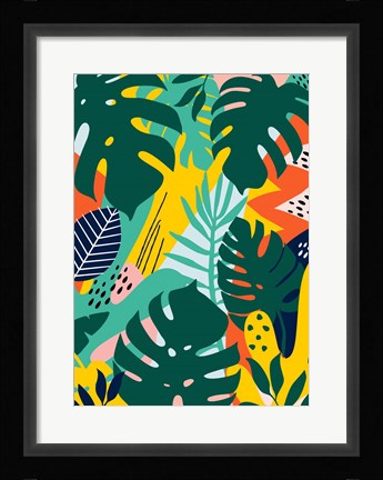 Framed Tropical Leaves One Print