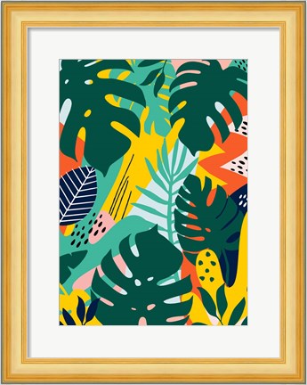 Framed Tropical Leaves One Print