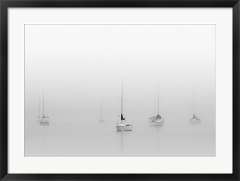 Framed Six Moored Sailboats Print