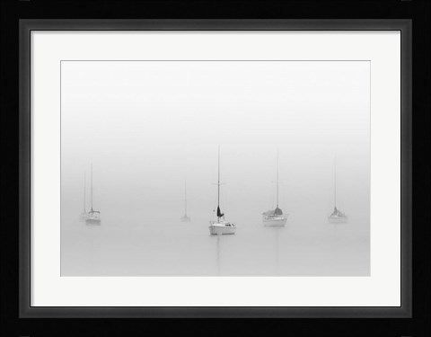 Framed Six Moored Sailboats Print