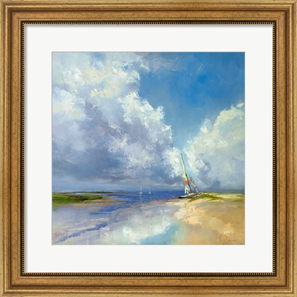 Framed Sailboat on a Sandy Beach Print