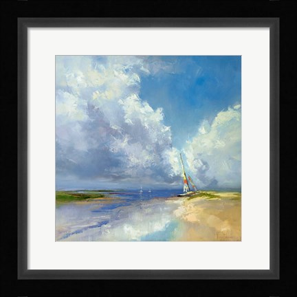 Framed Sailboat on a Sandy Beach Print