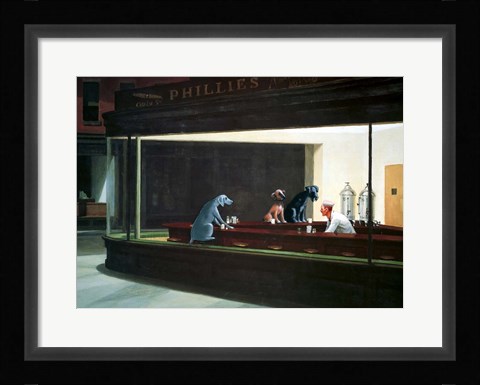 Framed Hopper Night Hounds Print