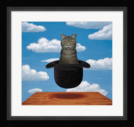 Framed Magritte Cat Print
