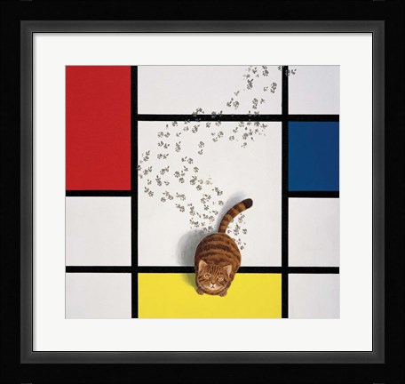Framed Mondrian Cat Print
