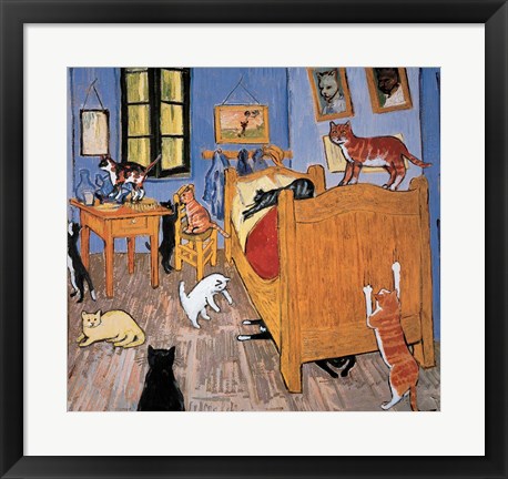Framed Van Gogh Arles Cat Print
