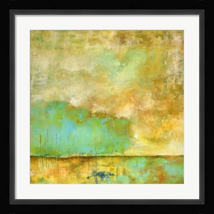 Framed Deep Breath, Teal Trees, Stillness Print
