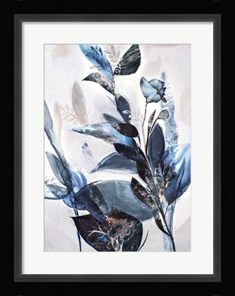 Framed Blue Leaves Print