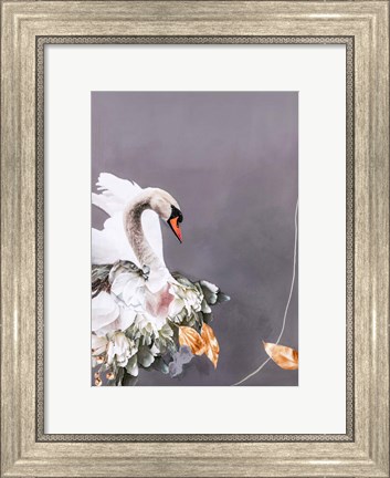 Framed Swan Gold 1 Print
