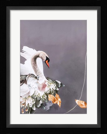 Framed Swan Gold 1 Print