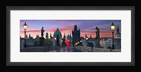Framed Dawn at Charles Bridge Print