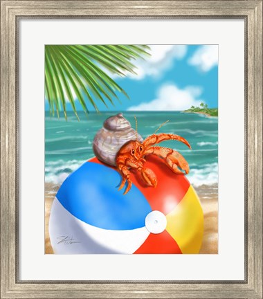 Framed Beach Friends - Hermit Crab Print