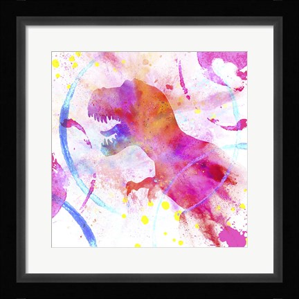 Framed Painted Pink Dino Print