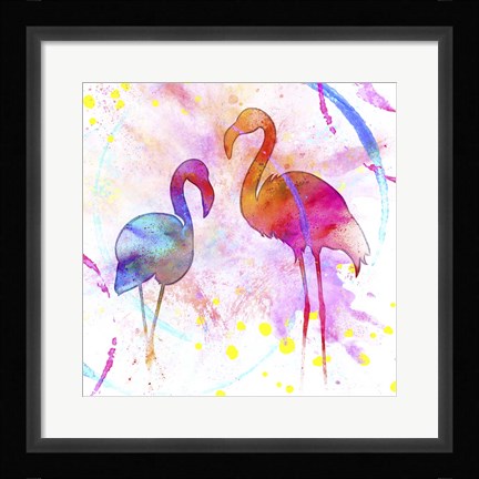 Framed Painted Pink Flamingo Print