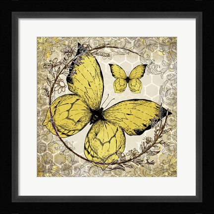 Framed Honey Bee Butterfly 3 Print
