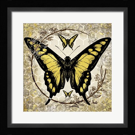 Framed Honey Bee Butterfly 4 Print