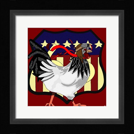 Framed Rooster Route 66 Print