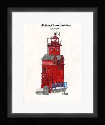 Framed Holland Harbor Lighthouse Michigan Print