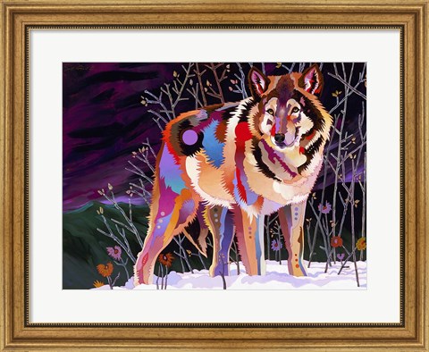Framed Night Wolf Print