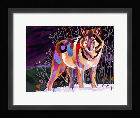 Framed Night Wolf Print