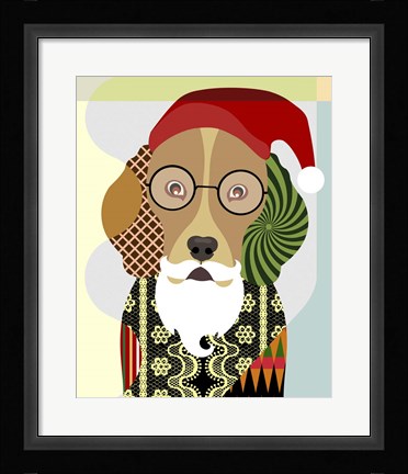 Framed Santa Beagle Print