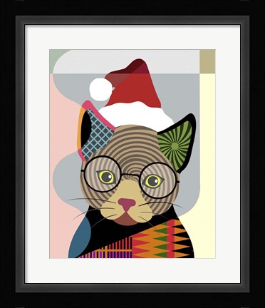 Framed Santa Kitty Print