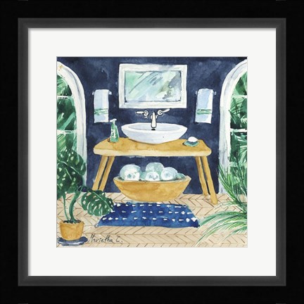 Framed Tropical Bathroom 2 Print