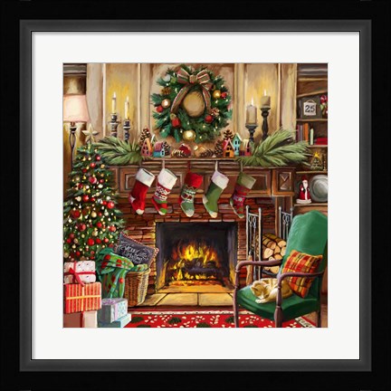 Framed Fireside Christmas Print