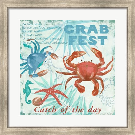 Framed Crab Fest - Aqua Print