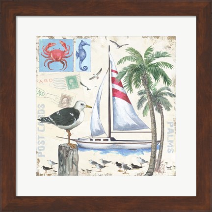 Framed Post Cards and Palms Print