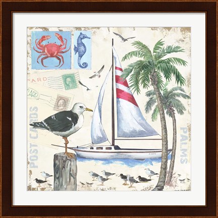 Framed Post Cards and Palms Print