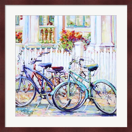 Framed Bikes Two Teal Print