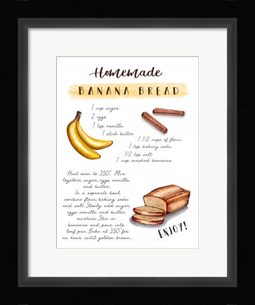 Framed Banana Bread Recipe Print
