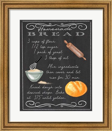 Framed Homemade Bread Recipe Print