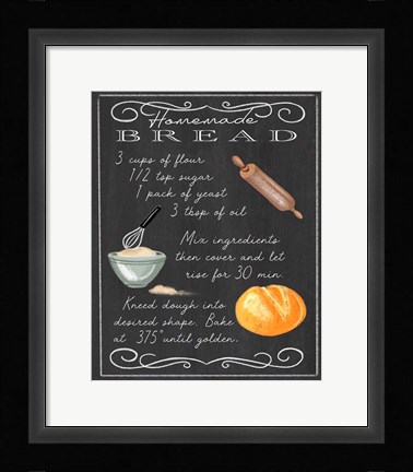 Framed Homemade Bread Recipe Print