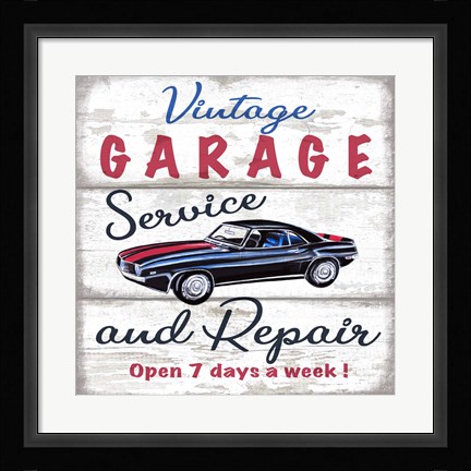 Framed Vintage Garage Print