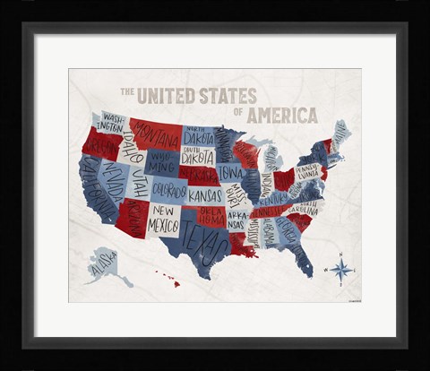 Framed Patchwork USA Print
