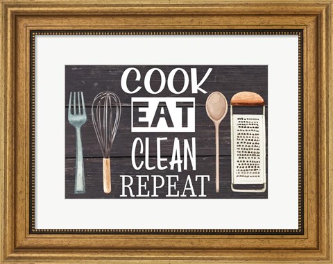 Framed Cook Eat Clean Repeat Print